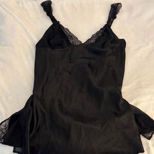 Victoria's Secret Black Satin Slip w/ Lace